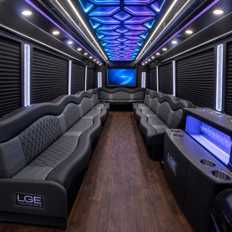 15 Passenger Party Bus Interior