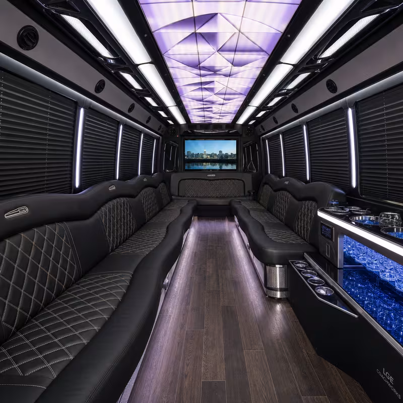 15 Passenger Party Bus Interior