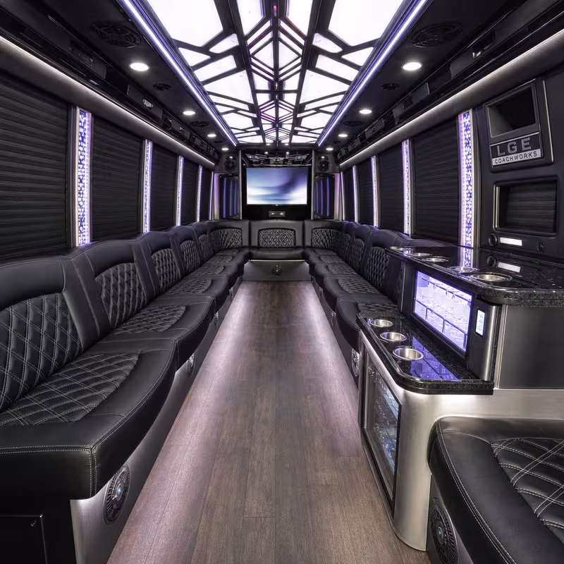 18 Passenger Party Bus Interior