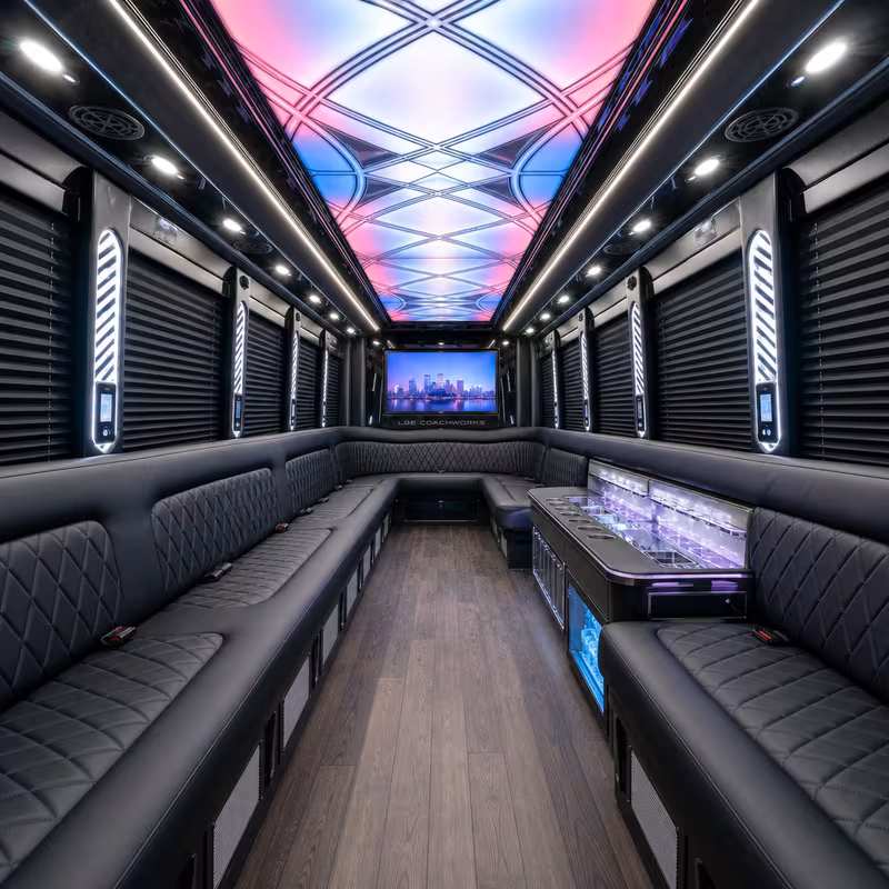 20 Passenger Party Bus Interior