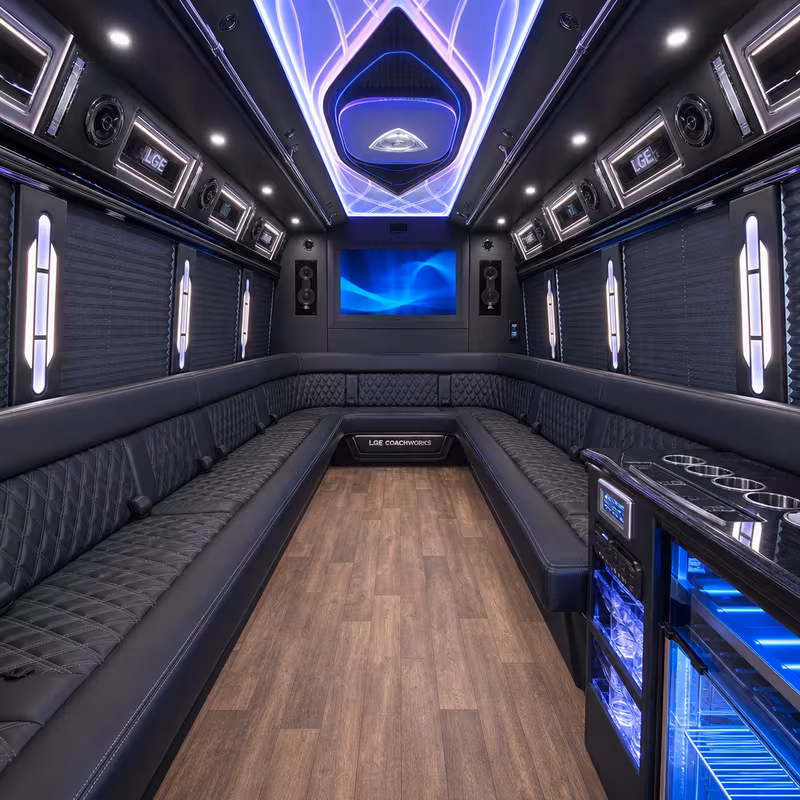 25 Passenger Party Bus Interior