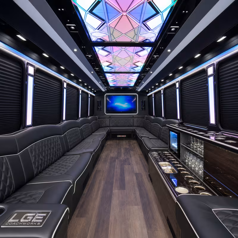 28 Passenger Party Bus Interior