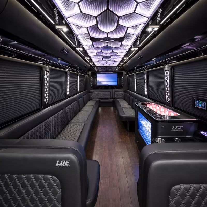 28 Passenger Party Bus Interior