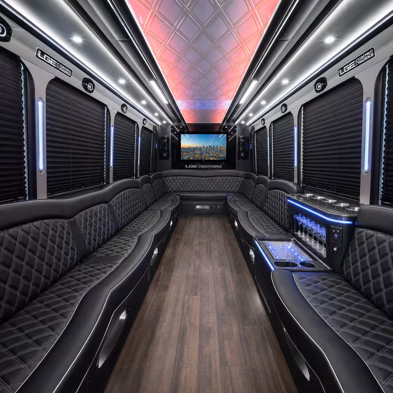 40 Passenger Party Bus Interior