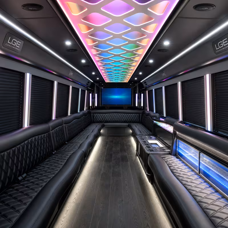50 Passenger Party Bus Interior
