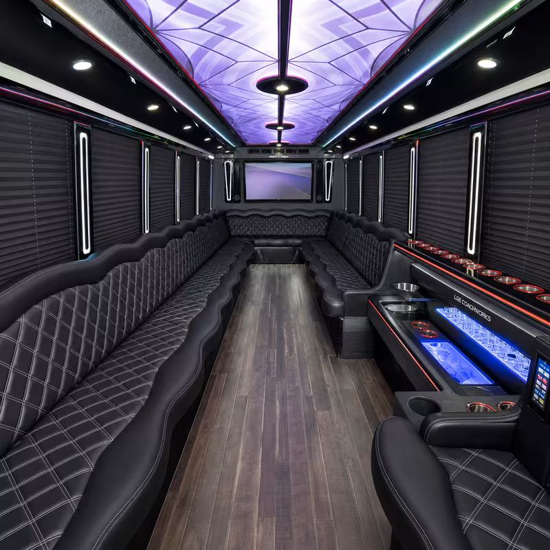 50 Passenger Party Bus Interior