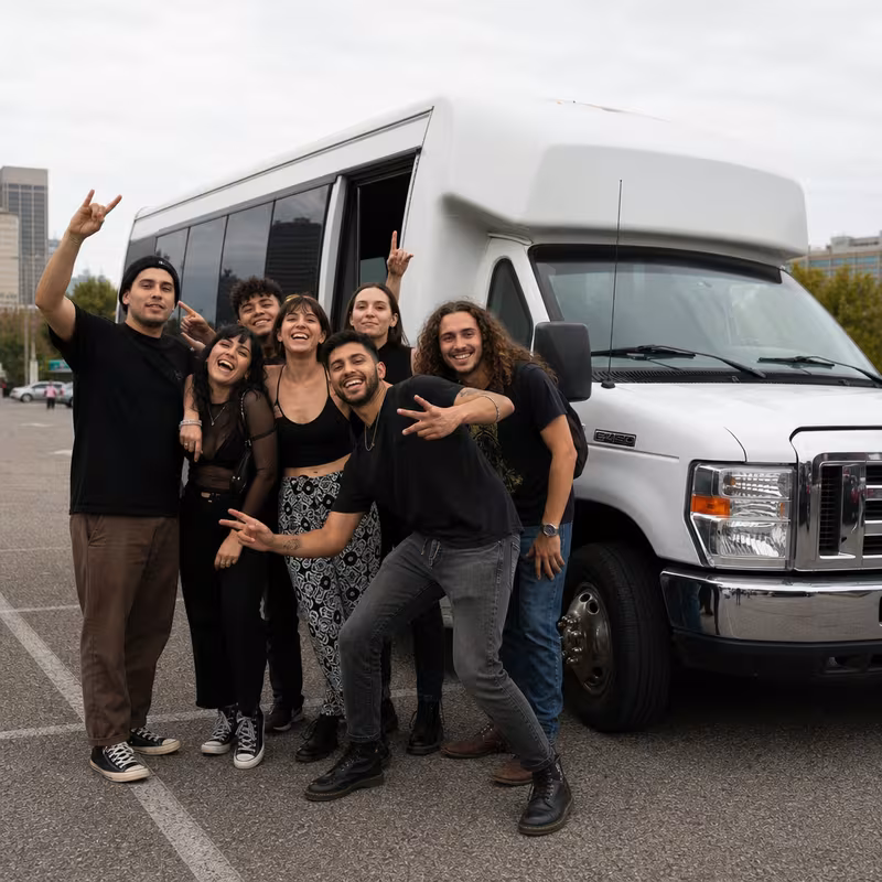 Black Mercedes Sprinter van staged for an Washington Concert Transportation group