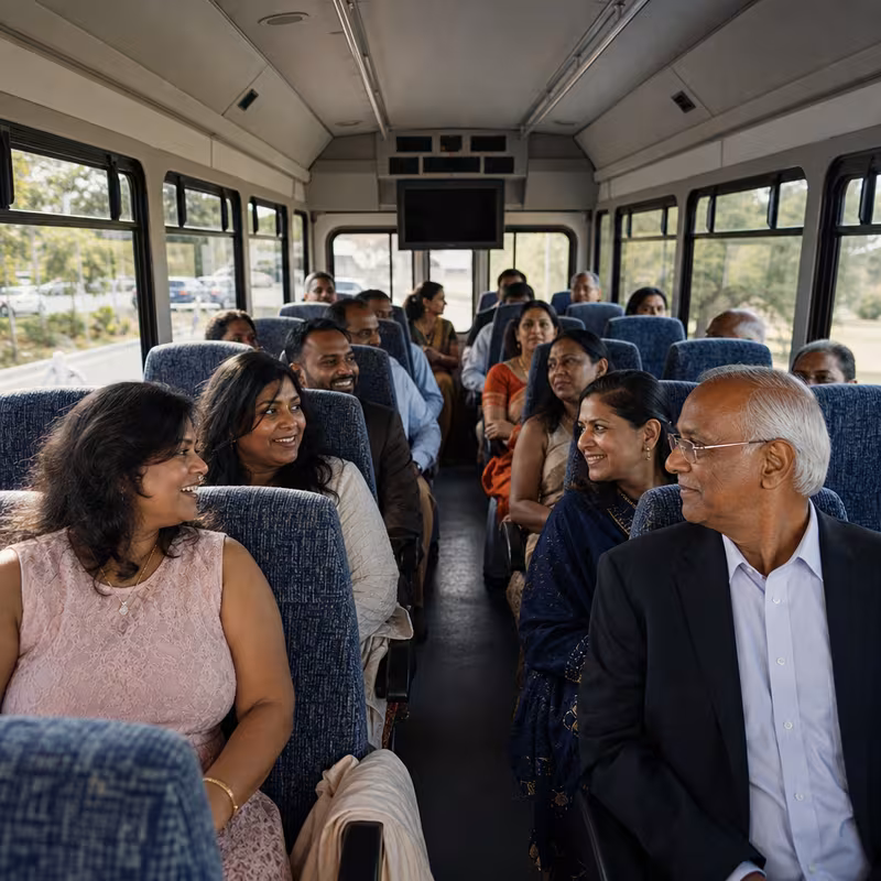 Group boarding a white charter bus for Private Event Transportation transportation in Washington